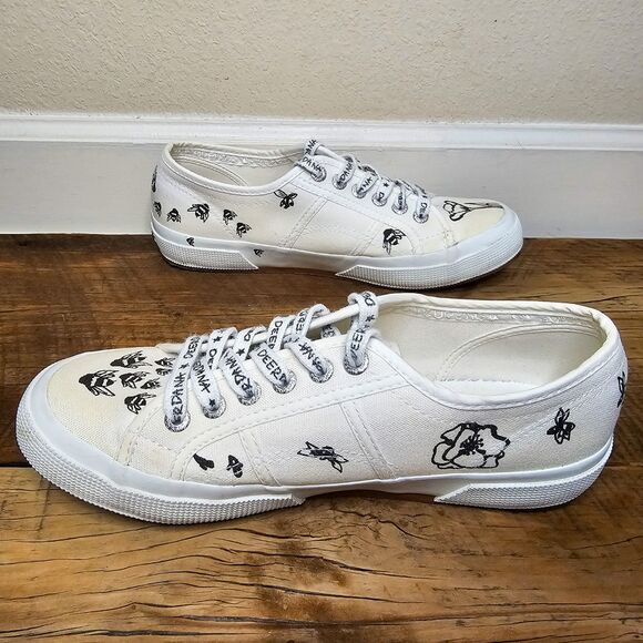 Superga X DeerDana White Canvas Bee & Flower Sneaker Size 8 Style# S00E1E0 - Picture 3 of 11